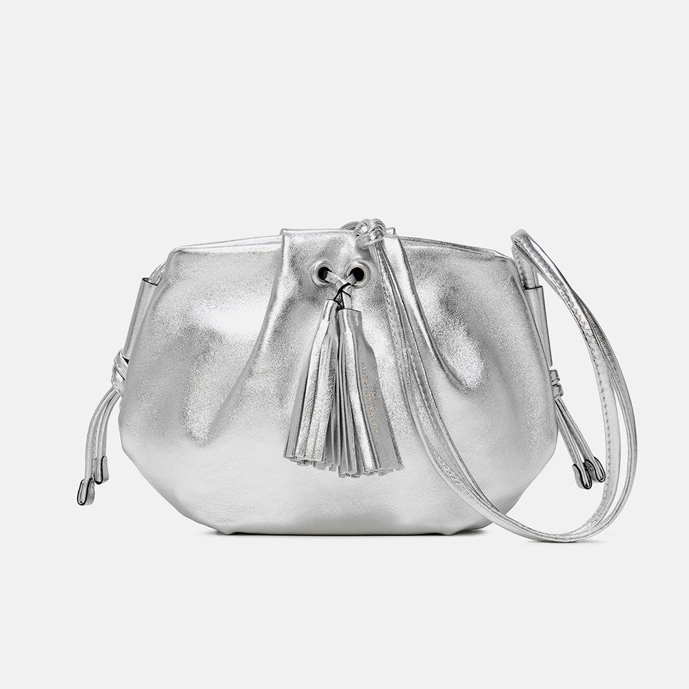 Silver Leather Flora Crossbody Bag