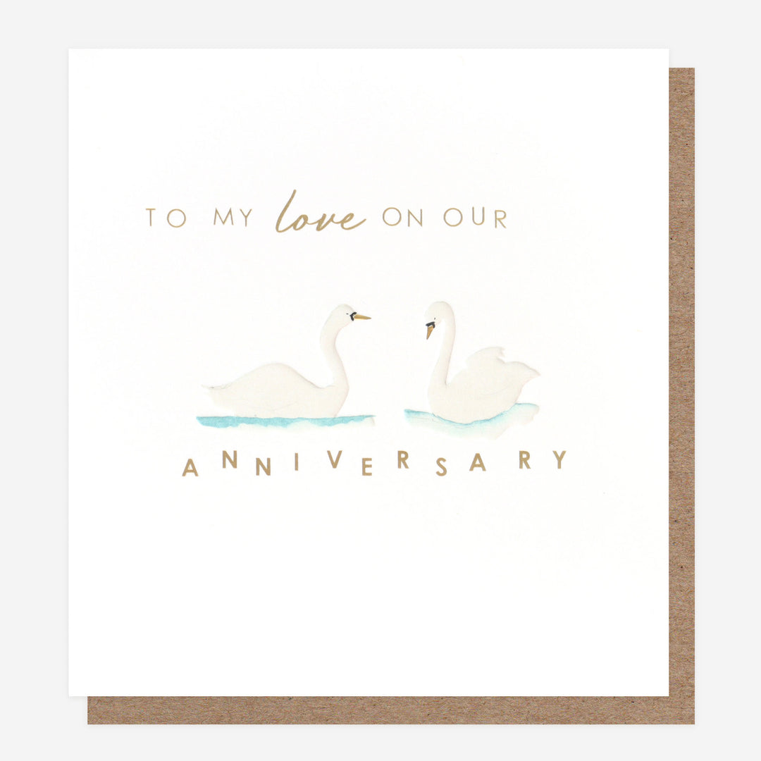 anniversary card for partner with swans 