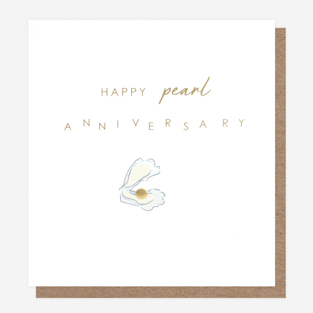 pearl anniversary card with pearl in shell