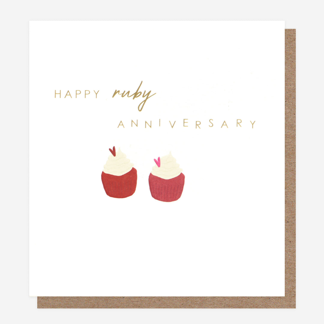 ruby anniversary card with cupcakes 