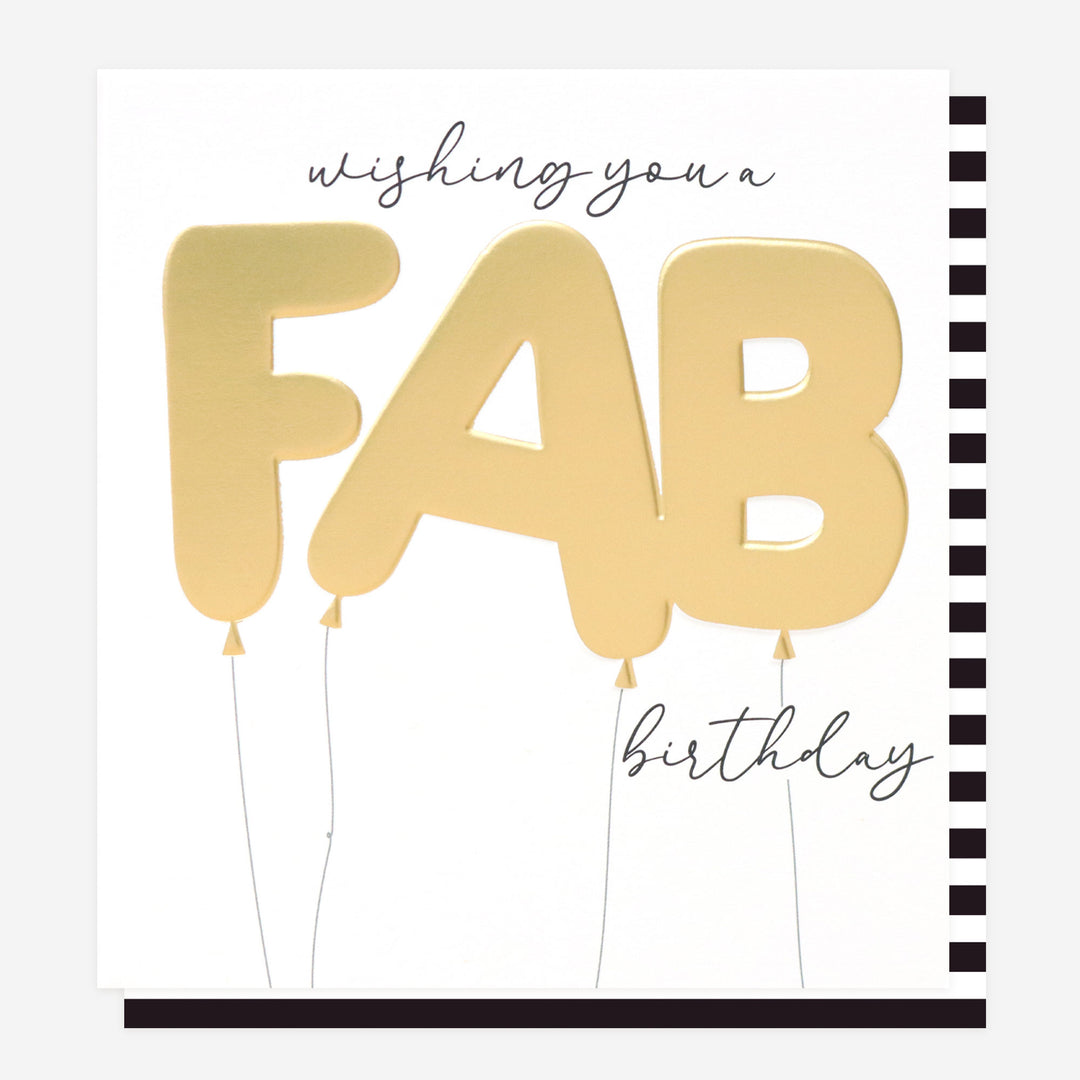 wishing you a fab birthday card with gold letters 