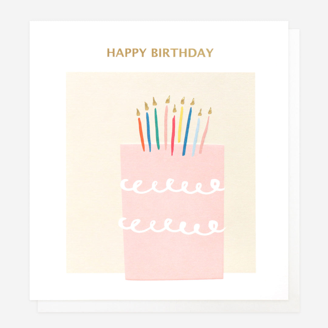 happy birthday card for her with pink cake 