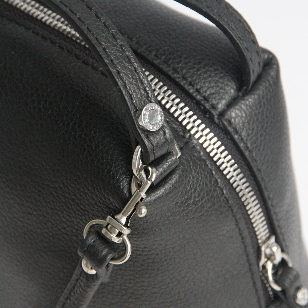 Black leather silver detail everyday handbag Caroline Gardner