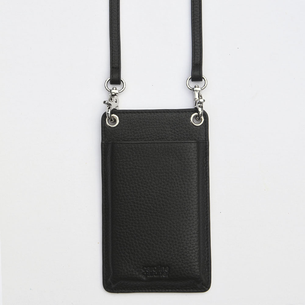 Caroline Gardner black leather phone pouch bag