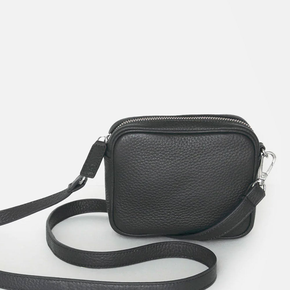 Black Leather Mini Camera Bag