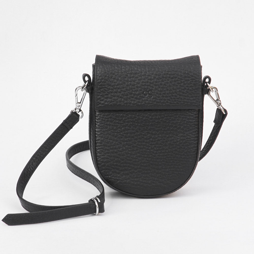 Black Pebble Leather Mini Oxford Saddle Bag – Caroline Gardner