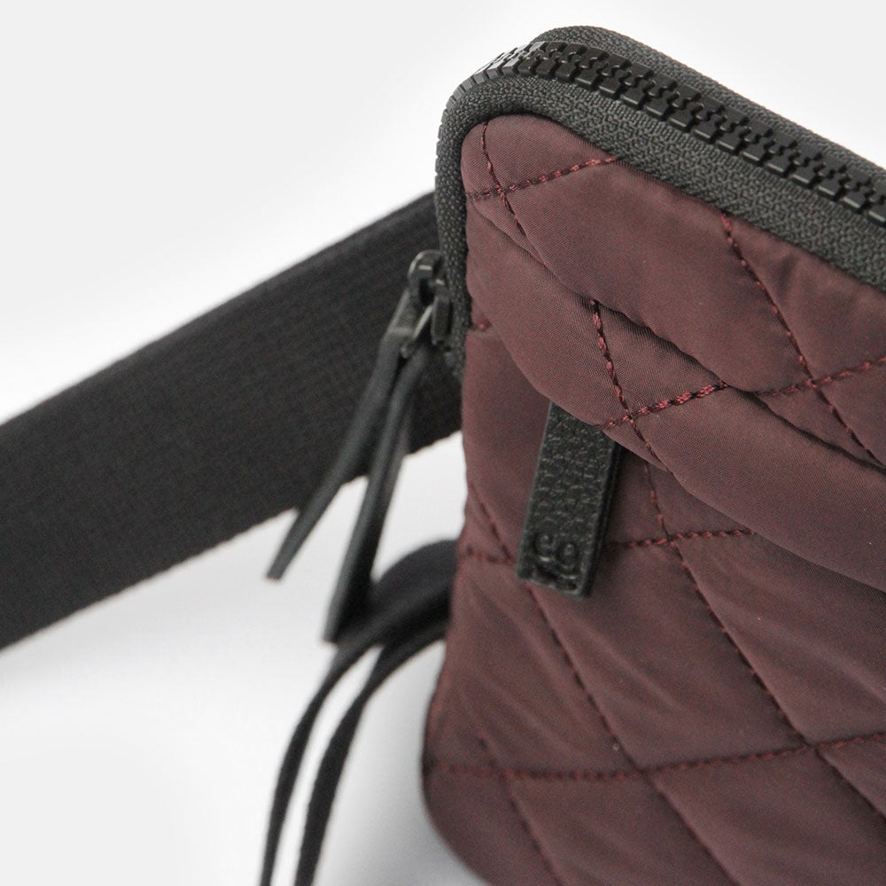 burgundy quilted phone bag