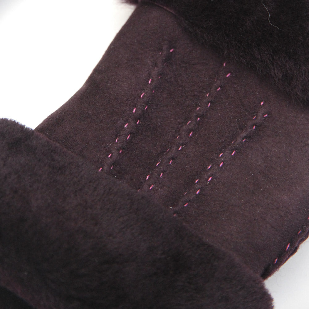 Burgundy Shearling Wrist Warmers, Red Sheepskin Wrist Warmers Gloves, 2