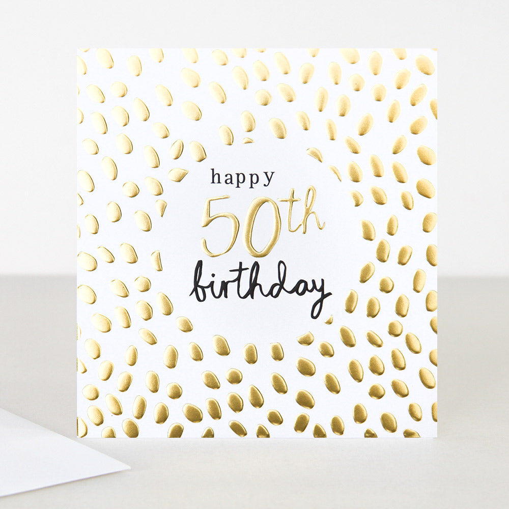 Gold 50th Birthday Card