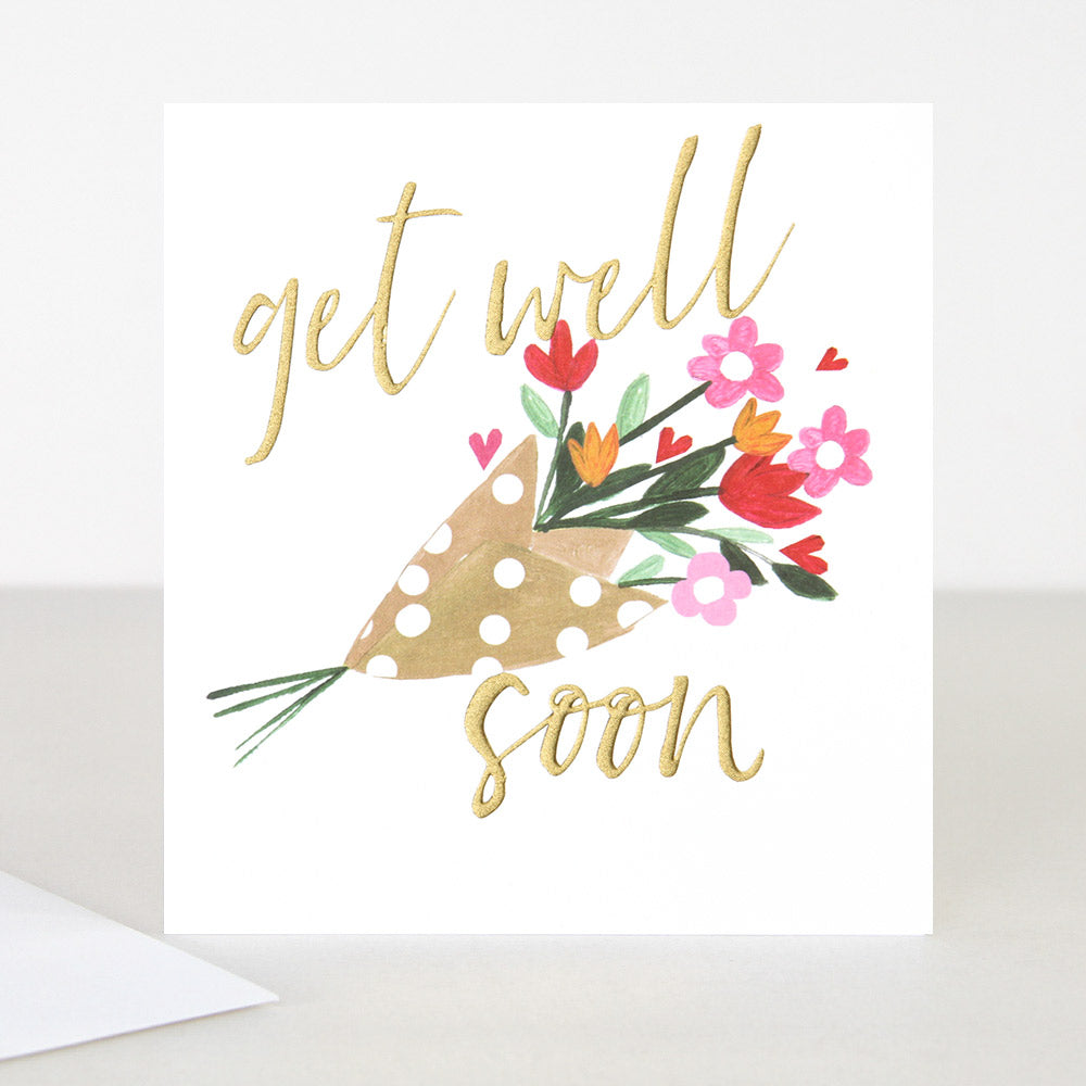 colourful flower bouquet get well soon card