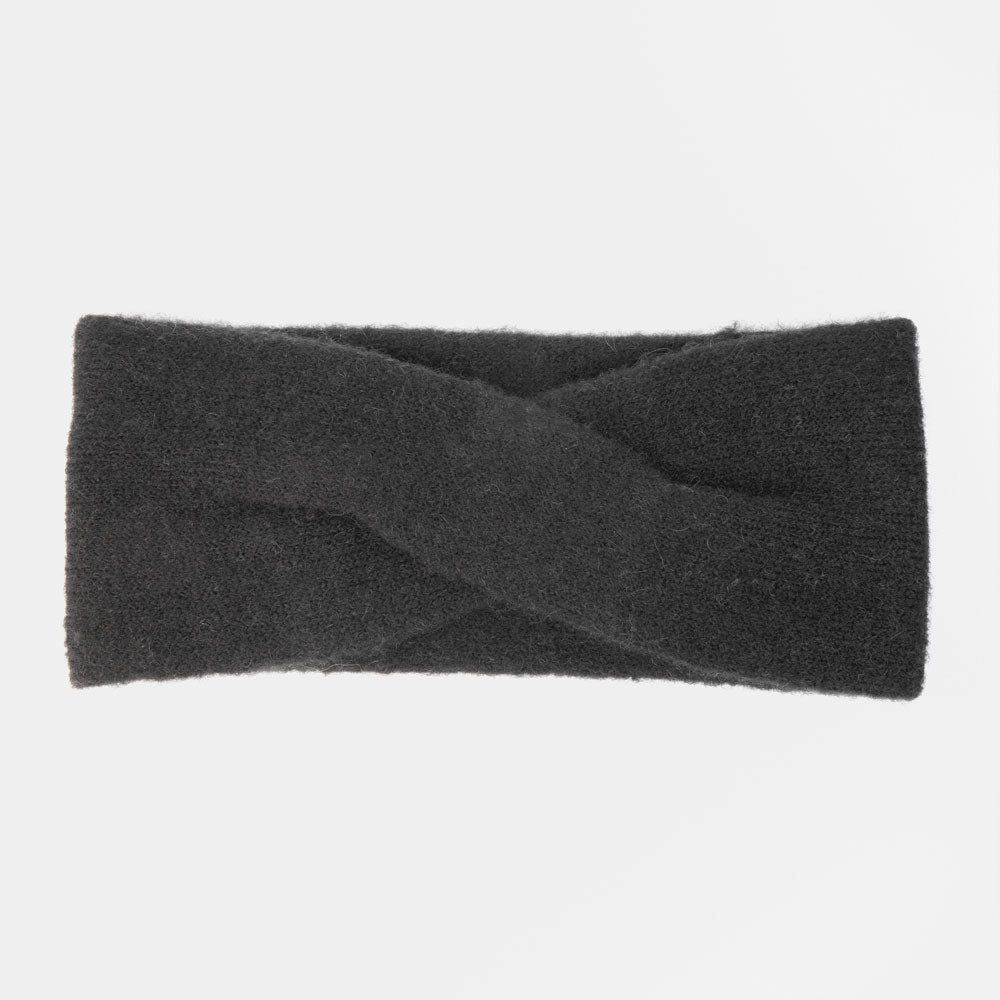 Charcoal Cashmere Knitted Headband, Cashmere, Grey, Headband, Hair Accessories