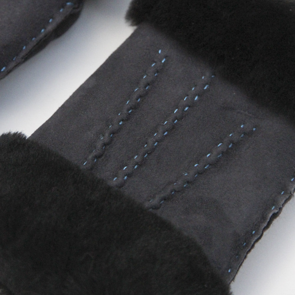 Charcoal Shearling Wrist Warmers, Grey Sheepskin Wrist Warmers Gloves, 2