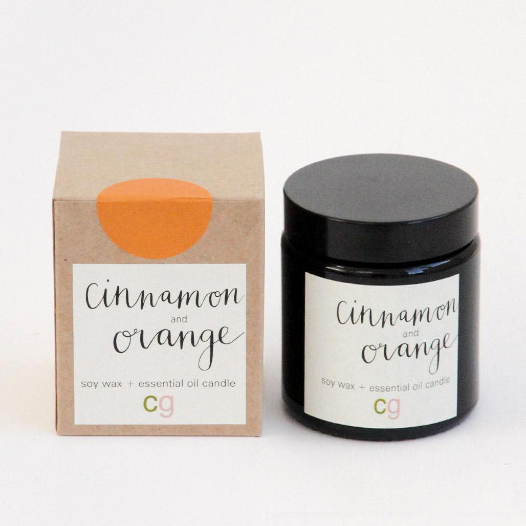 Cinnamon & Orange Soy Wax Vegan Large Travel Candle, Candle Home Fragrance, 1