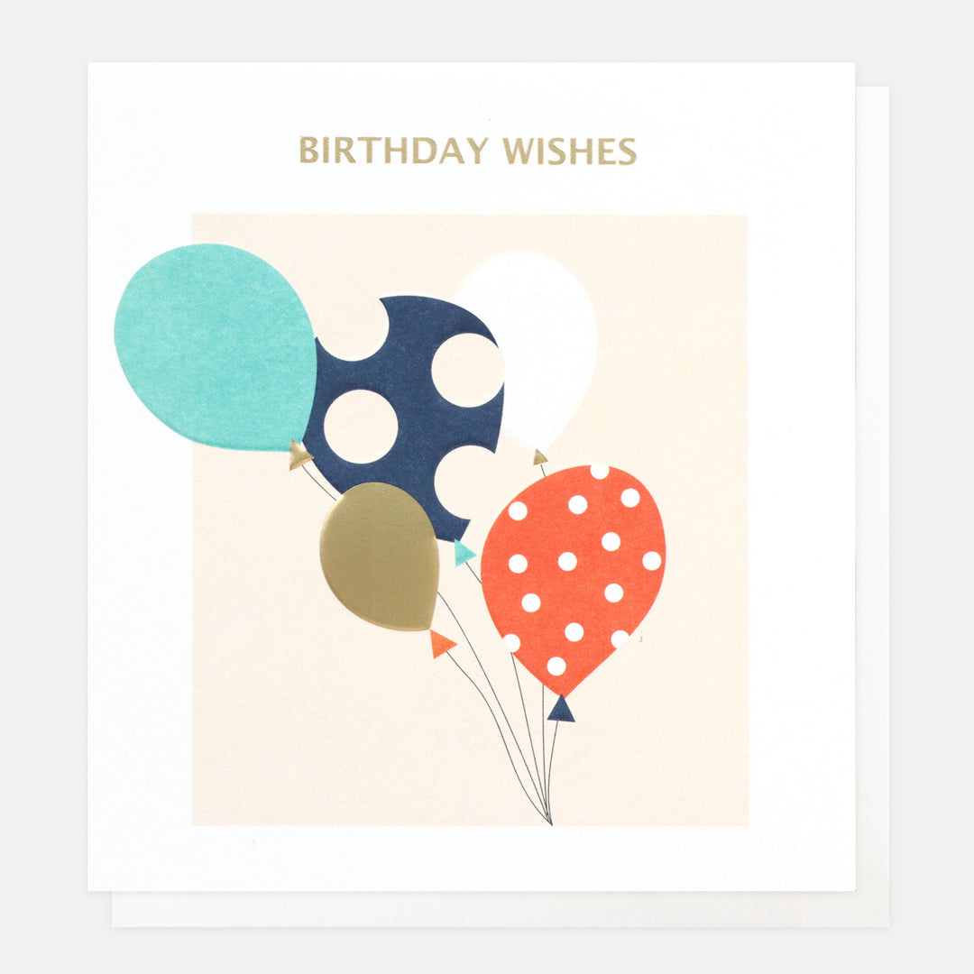 Wishes Balloons Birthday Card, For Her, For Him, Framed, Single Cards