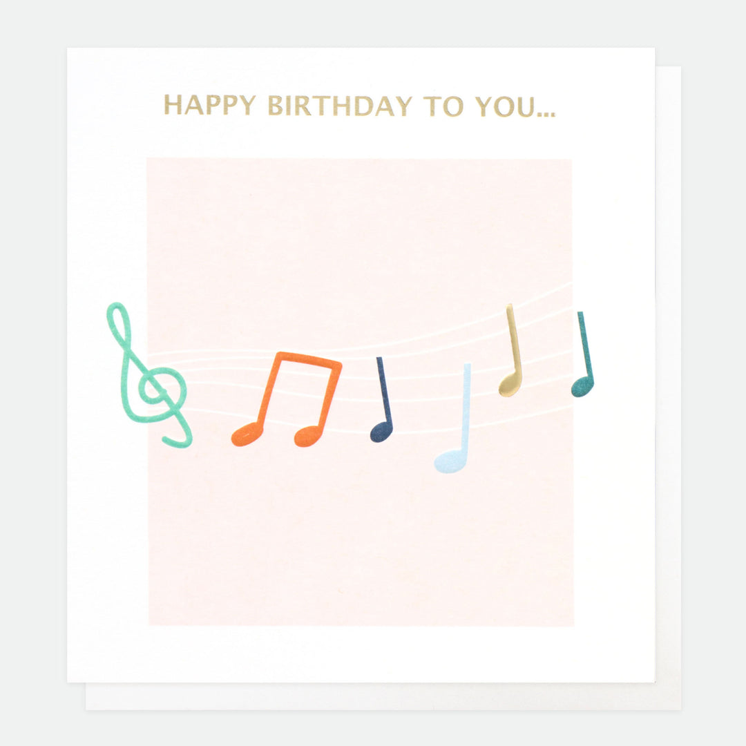 Music Notes Birthday Card, For Her, Framed, Single Cards