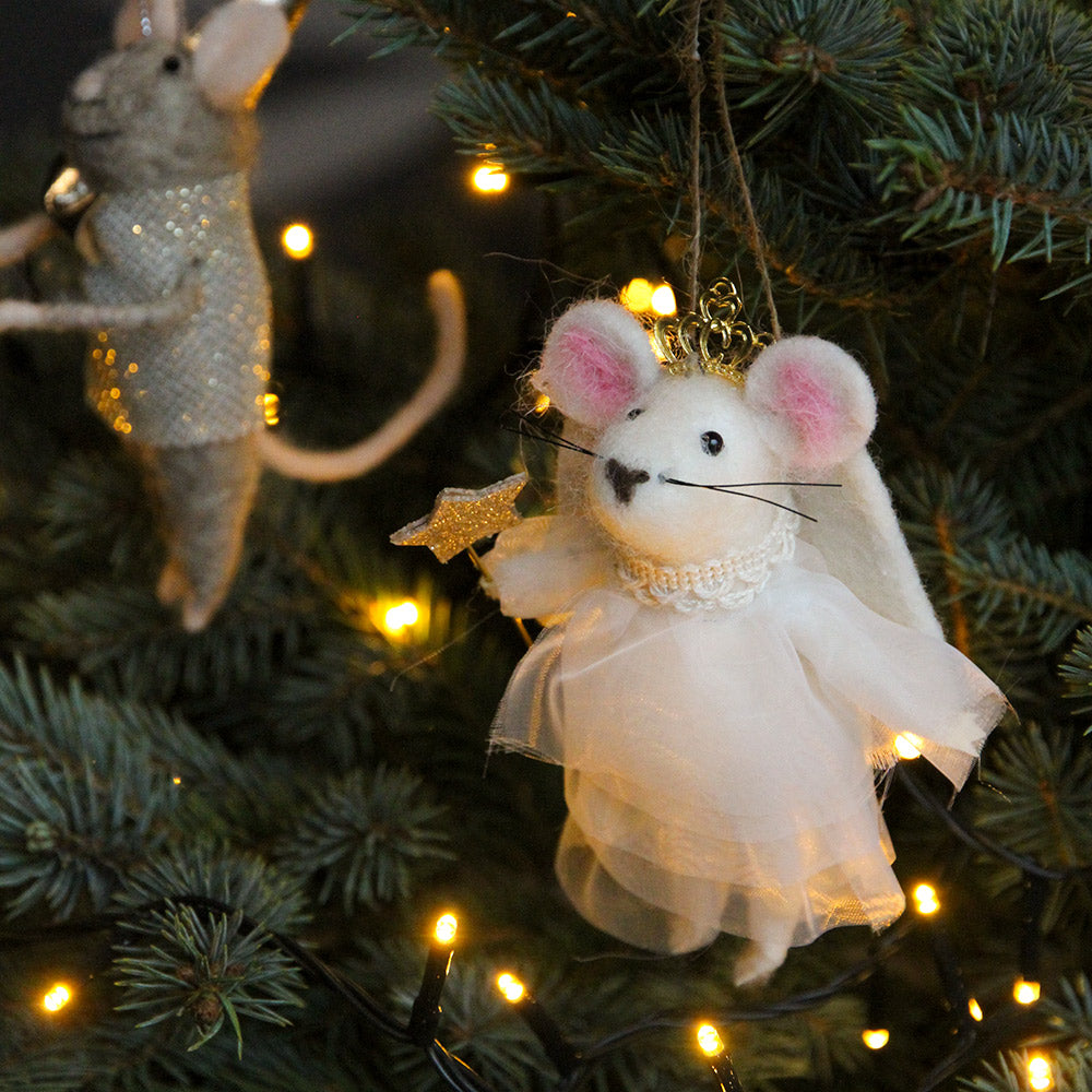 angel mouse felt hanging christmas tree decoration