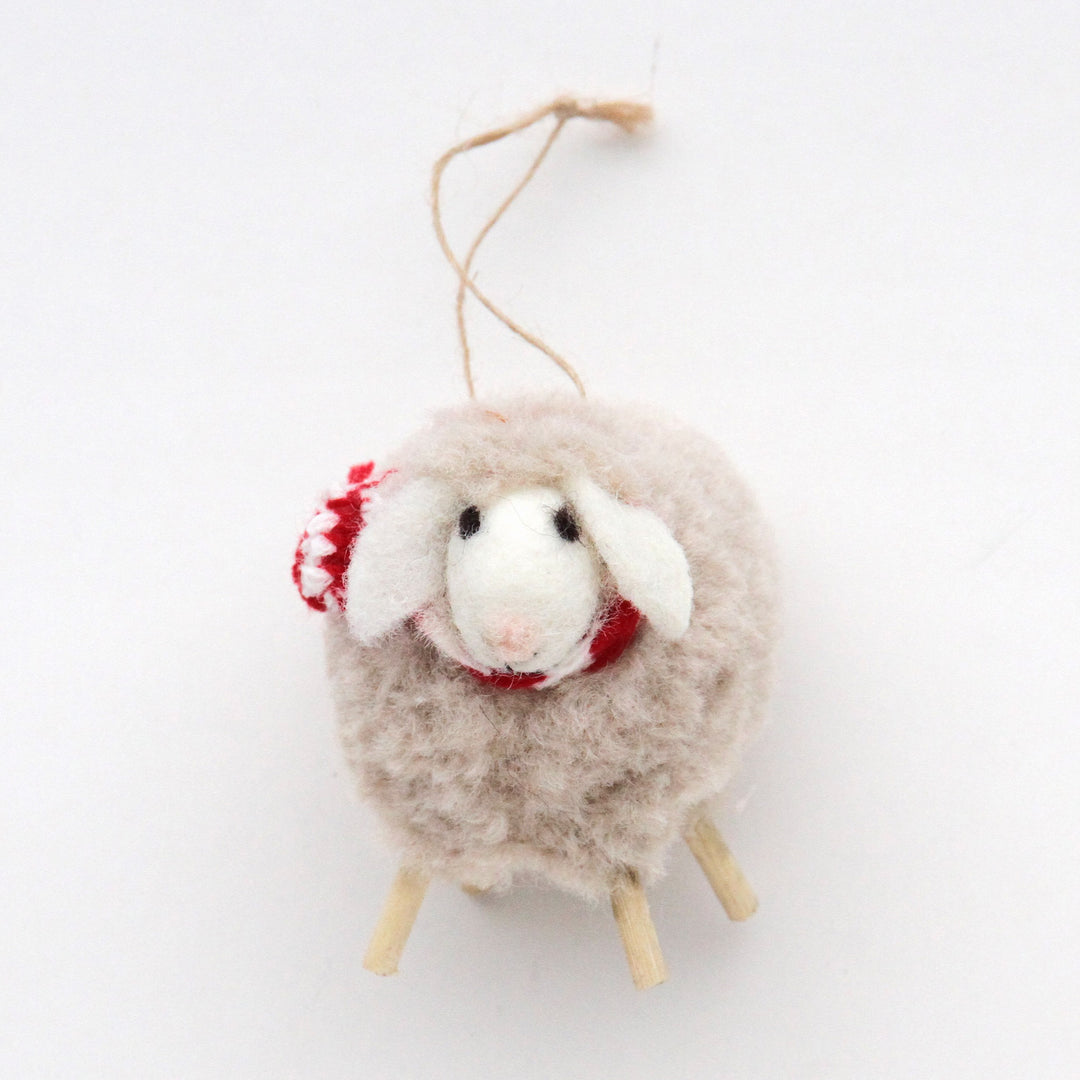 white felt sheep hanging Christmas tree decoration
