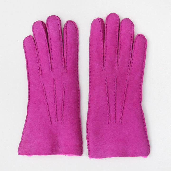 Fluoro Pink Shearling Gloves, Gloves Pink Sheepskin Gloves, 1