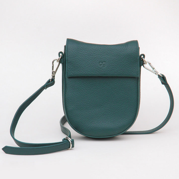 Forest Green Leather Mini Oxford Saddle Bag, Crossbody Green Leather Bags, 1