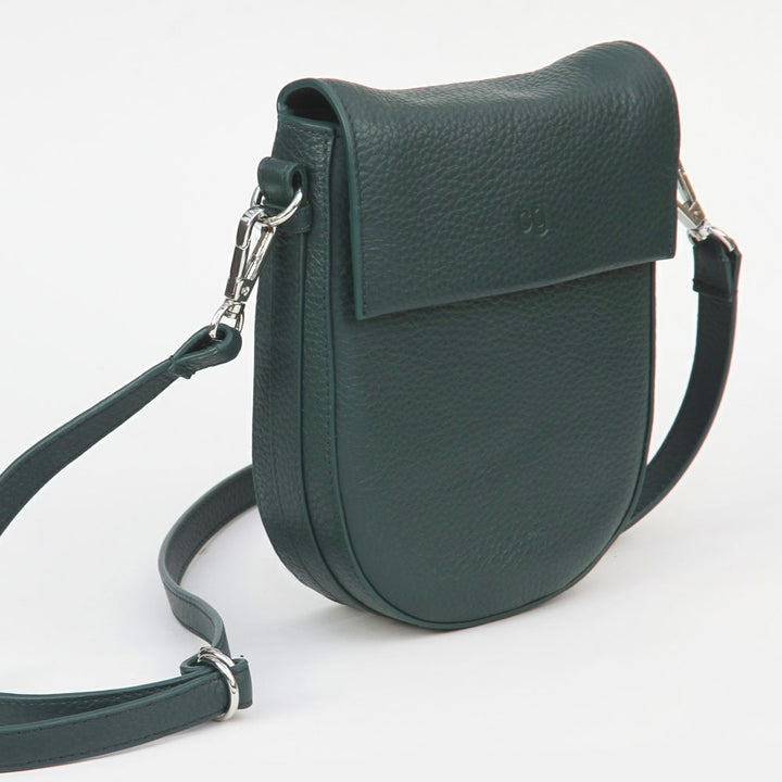 Forest Green Leather Mini Oxford Saddle Bag, Crossbody Green Leather Bags, 2