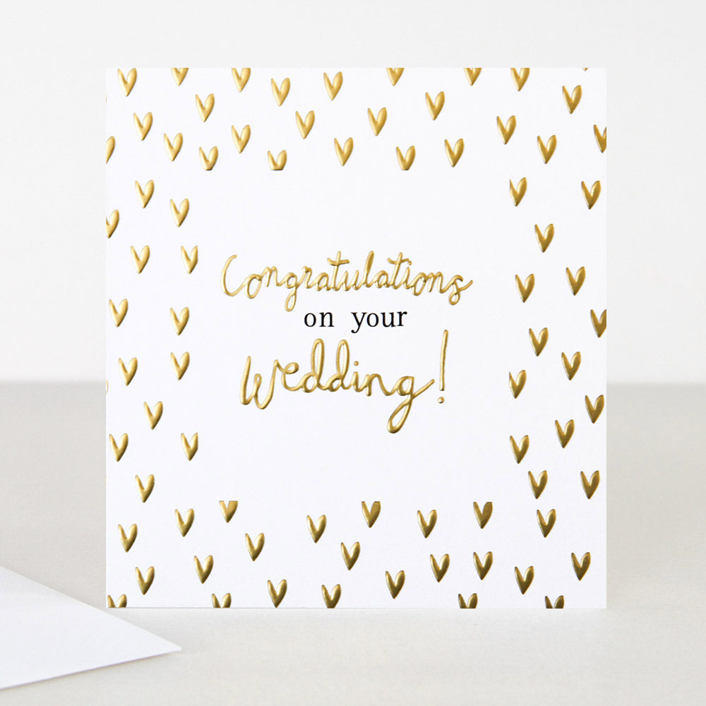 Gold Hearts Wedding Card