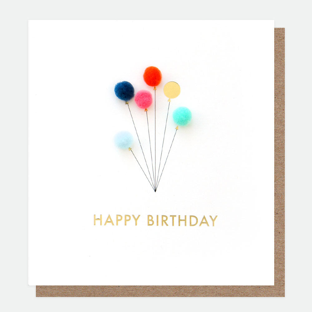 Mini Poms Balloons Birthday Card, For Her For Him Mini-Poms Single Cards, 1