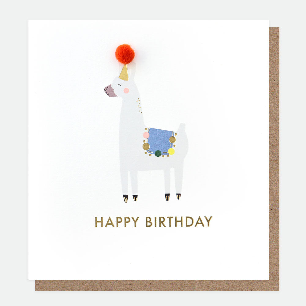 Mini Poms Llama Birthday Card, For Her For Him Mini-Poms Single Cards, 1