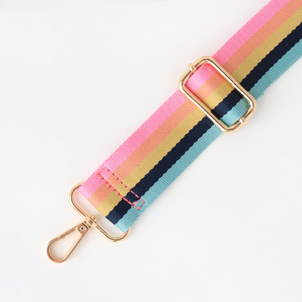 Pink Rainbow Multi Stripe Webbing Handbag Strap
