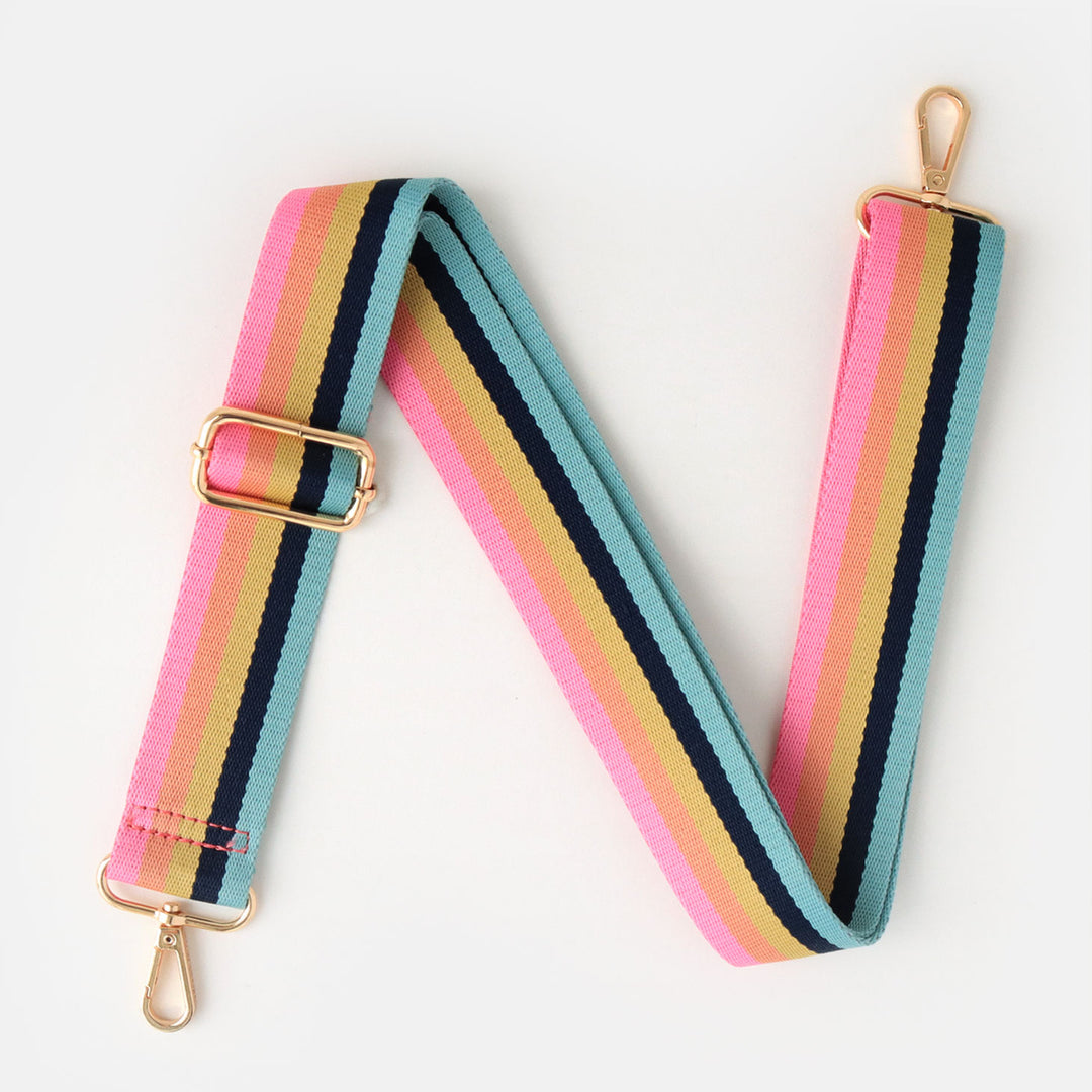 Pink Rainbow Multi Stripe Webbing Handbag Strap