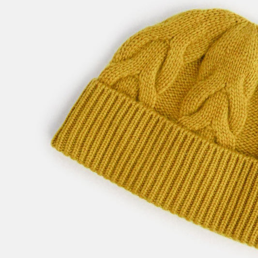 mustard cable knit beanie 