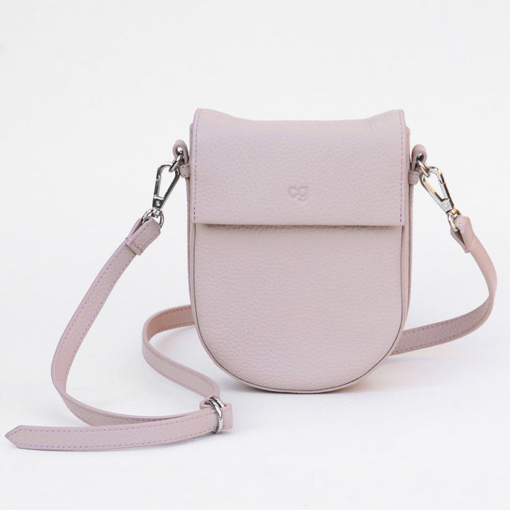 Pale Pink Leather Mini Oxford Saddle Bag