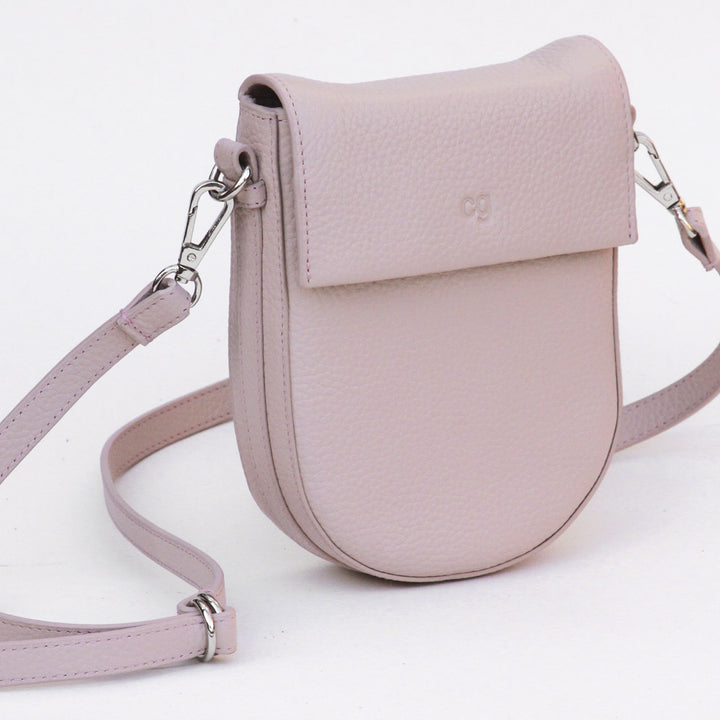 Pale Pink Leather Mini Oxford Saddle Bag