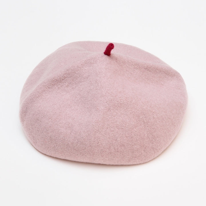 Powder Pink Roll Up Beret, Beret Pink Wool Hats, 1