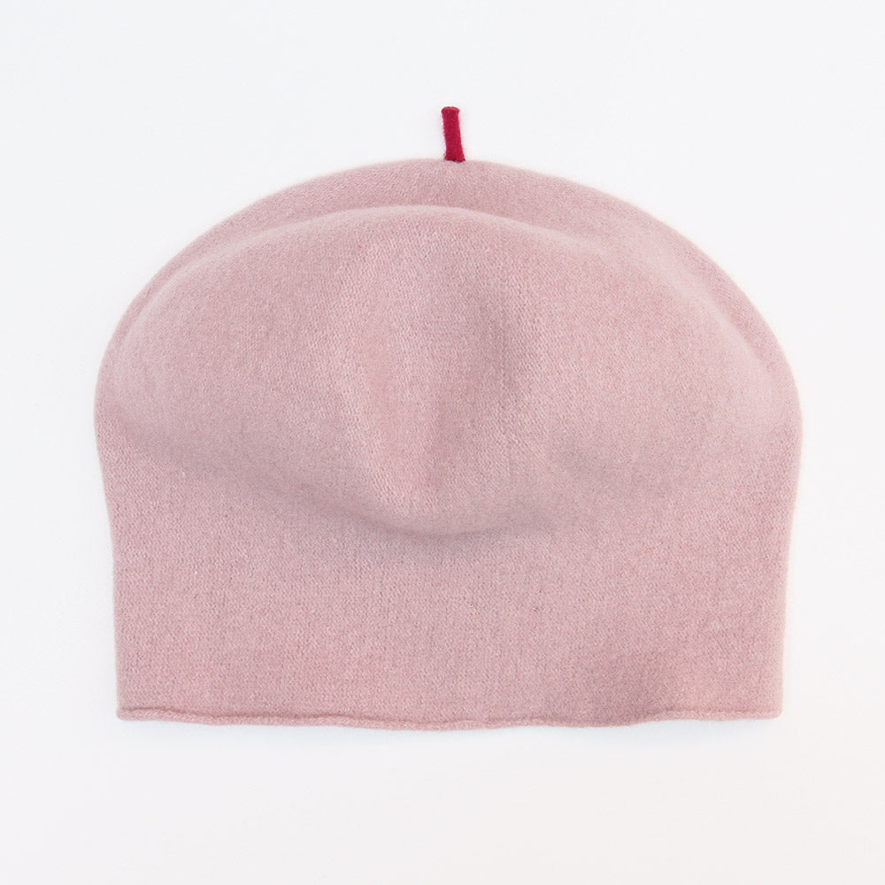 Powder Pink Roll Up Beret, Beret Pink Wool Hats, 2