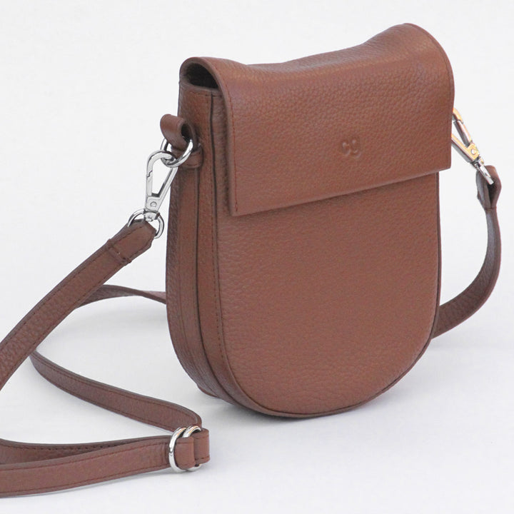 Tan Leather Mini Oxford Saddle Bag