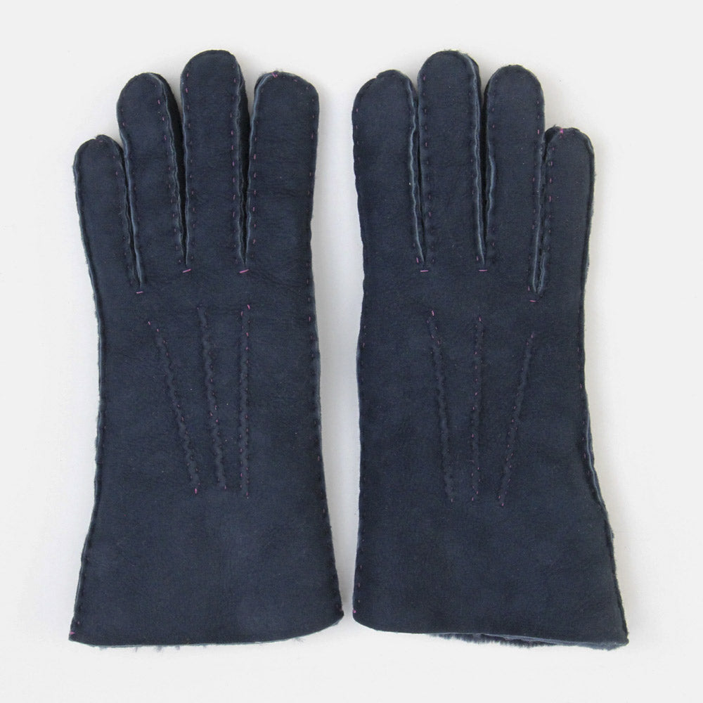 Teal Shearling Gloves, Blue Gloves Sheepskin Gloves, 1