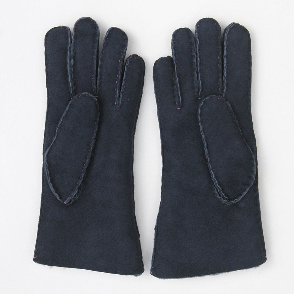 Teal Shearling Gloves, Blue Gloves Sheepskin Gloves, 2