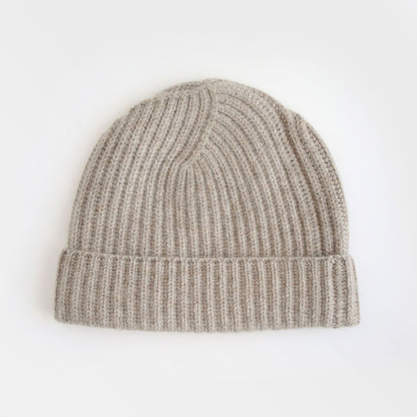 VKNAGRANI Cashmere blend beanie hat Unisex taupe made in Italy The Taupe Cashmere Beanie – Ecova main image 4