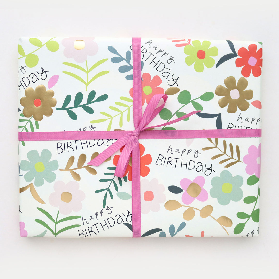 Funtastic Birthday Floral Wrapping Paper, Birthday, Wrap